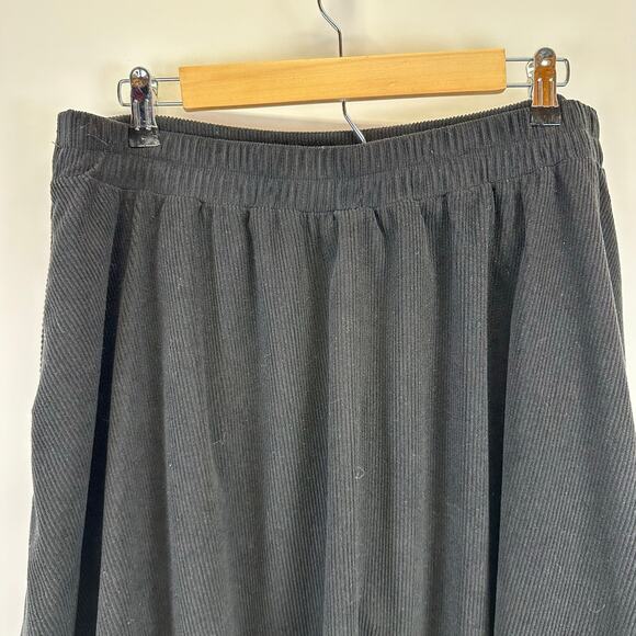 Belle Poque Womens Black Corduroy Flowy Pleated Maxi Skirt Size XL - Picture 9 of 16